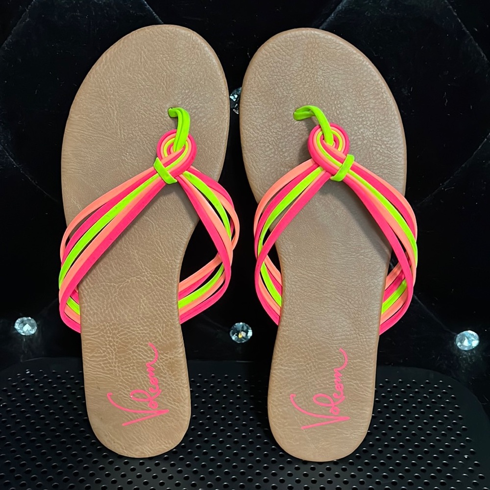 VOLCOM Strappy Neon Sandals